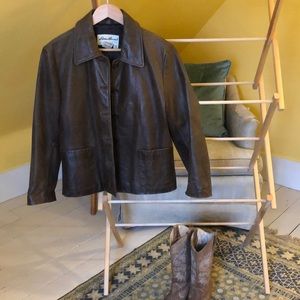 Vintage brown leather jacket /  size M
